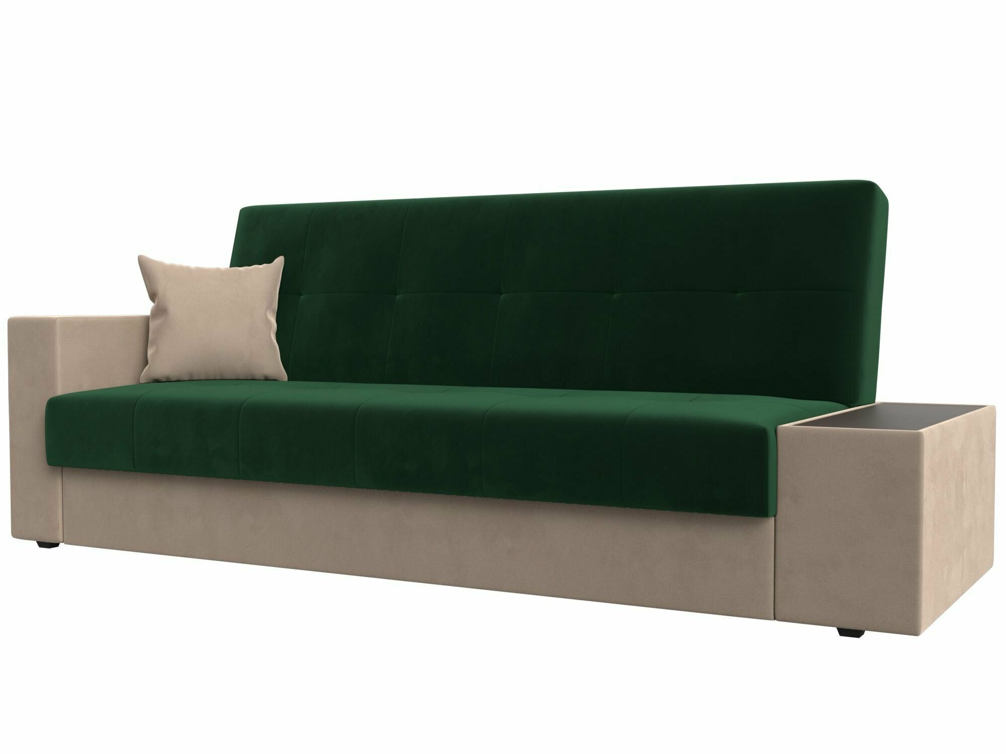 фото Диван-кровать книжка Лига-020 стол справа, Велюр зеленый, подушка бежевая