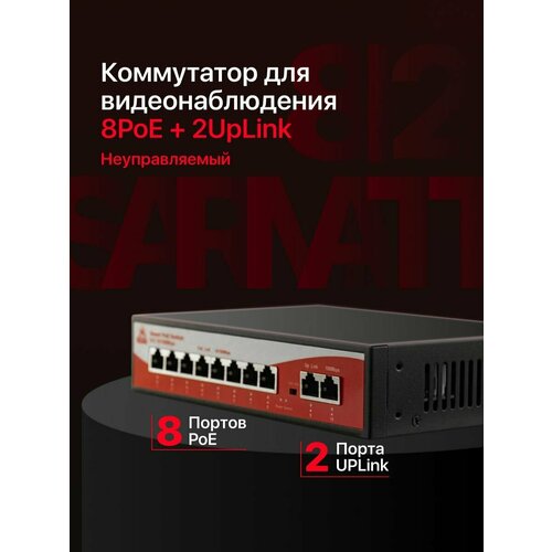 Рoe коммутатор 8 портовый неуправляемый для видеонаблюдения 395000₽
