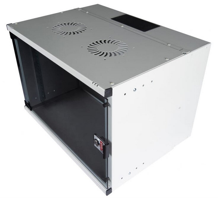 LANDE SET SOHO 19" Телекоммуникационный настенный шкаф 7U, 540х400х370мм, стеклянная передняя дверь, предсобранный, цвет серый — фото 8