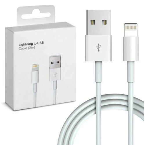 Кабель зарядки Lightning на USB (8 pin) для iPhone/iPad/AirPods/iPod, 2м, Data Cabel кабель зарядный heemax usb lightning 3 a 2 метра индикатор быстрая зарядка для iphone 11 12 13 14 6 6s 7 8 ipad airpods черная мамба