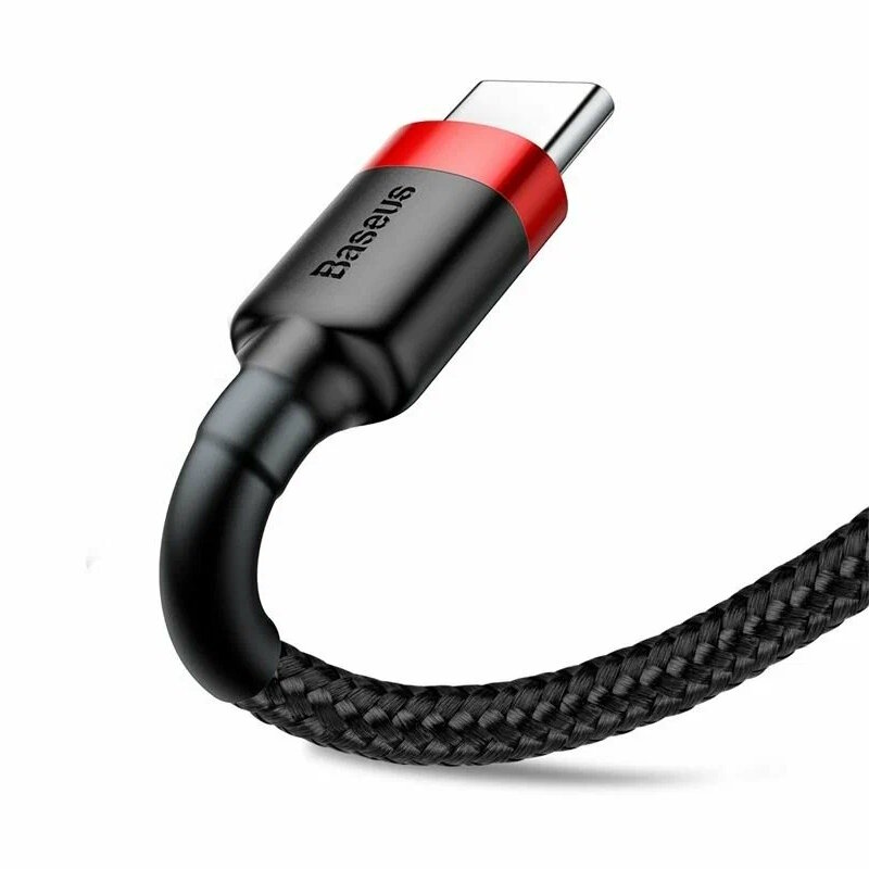 Кабель Baseus Cafule USB - USB Type-C (CATKLF-B91) 1м черный/красный — фото 1