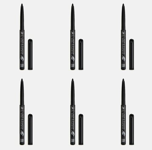 TF cosmetics Контурный карандаш для глаз автоматический, тон 106 Черный, 1,1 гр, 6 шт