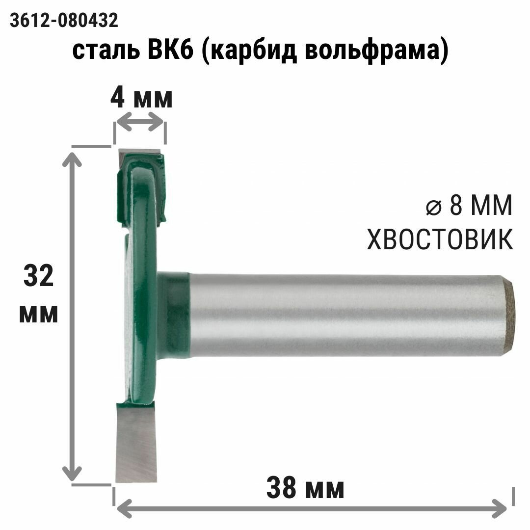 Фреза FIT 3612-080432 кромочная дисковая DxHxL=32х4х38мм