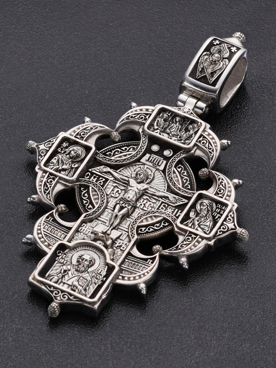 Крестик Angelskaya925 Крест серебряный мужской кулон подвеска серебро для мужчин, серебро, 925 проба, чернение, родирование