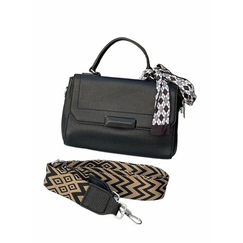 фото Сумка кросс-боди , фактура зернистая, матовая, черный китай