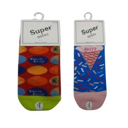 фото Носки super socks, 2 пары, укороченные, размер 37-43, мультиколор