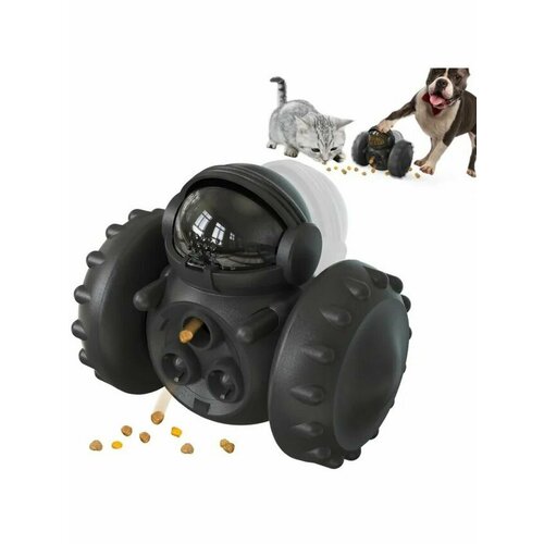 Игрушка-кормушка для кошек и собак на колесах (черная)