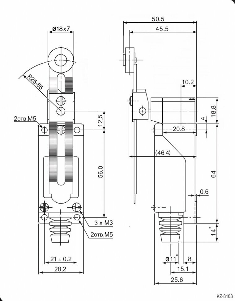 Выключатель путевой KZ-8108 (TZ-8108) Al+Zinc / RUICHI