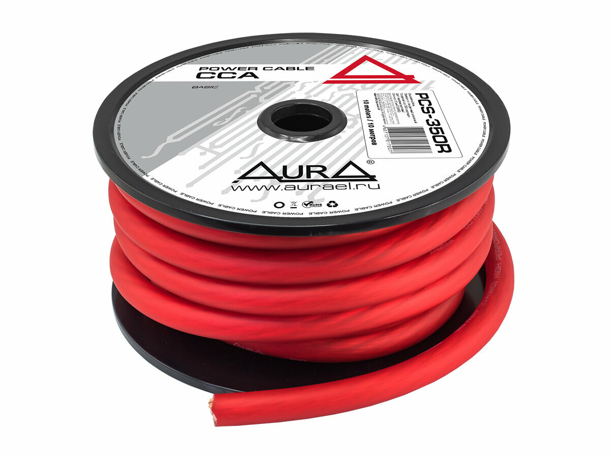 Кабель силовой AurA PCS-350R 0AWG/50мм2 10м/катушка красный