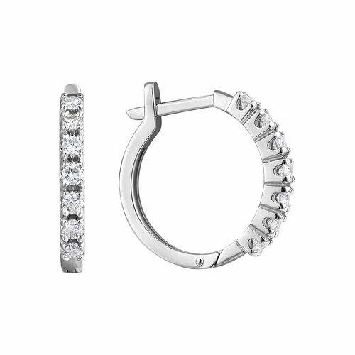 Серьги АМБЕР, белое золото, 585 проба, родирование, бриллиант, , белый