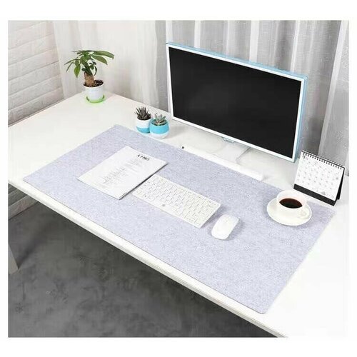 Коврик для мыши на письменный рабочий стол из войлока, размер 120х60см. Белый