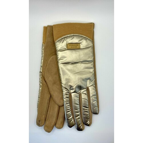 фото Перчатки , размер 7,5, золотой, бежевый nice fashion gloves