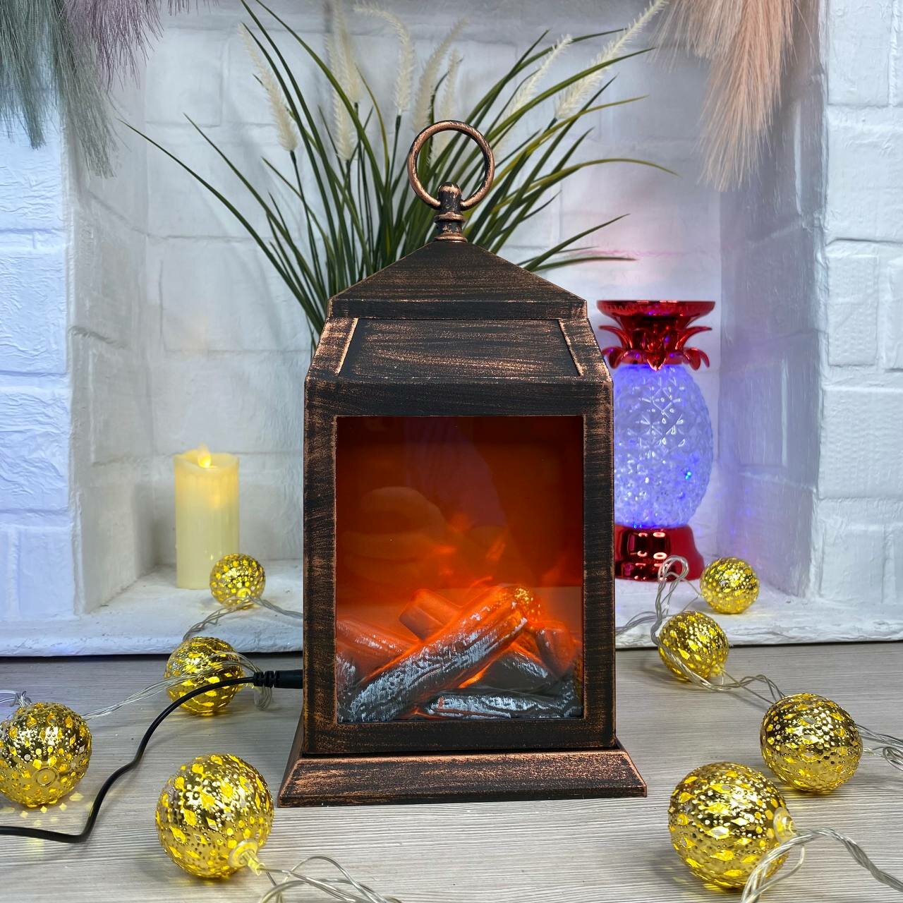 Электрокамин- светильник декоративный с эффектом огня, высотой 26 см - фотография № 4