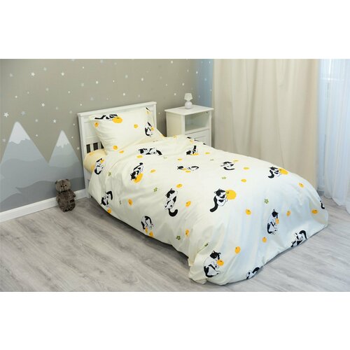 Детское постельное бельё Sweet Dreams Pumpkin&Kitten (на резинке + молния) для матраса 70x160 см, Сатин-твилл, 100% хлопок