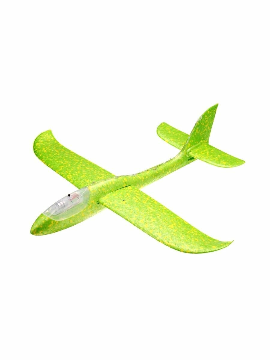 Самолет пенопластовый, светящийся 35х8 см светло-зеленый