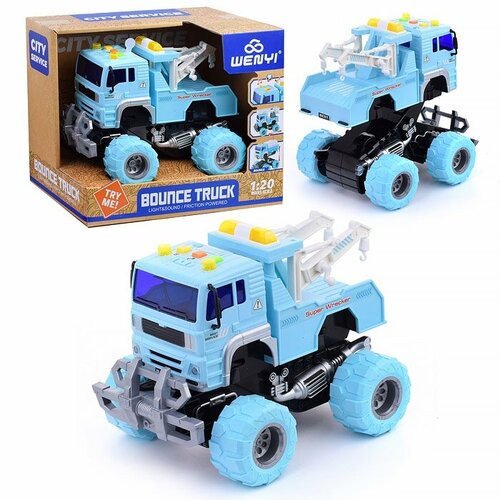 Машина Wenyi Кран, свет, звук, голубой, на батарейках, в коробке (WY533B) автобус wenyi голубой свет звук в коробке wy916b