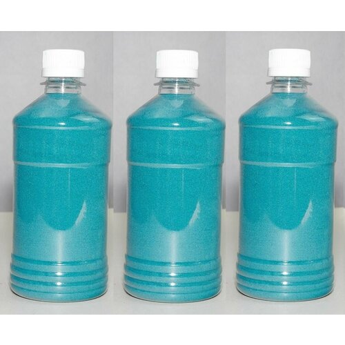 Кварцевый песок цвета морской волны 2400 г(3шт по 800г) для творчества, декора, рисования и светового стола, флорариума (фр. 0,1-0,3)