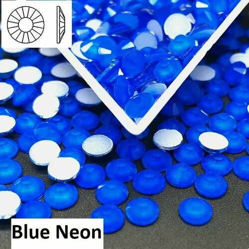 Неоновые стразы клеевые/холодной фиксации размер ss 16 (3.8-4.0 mm), упаковка 100 шт, цвет Blue Neon (синий неоновый)