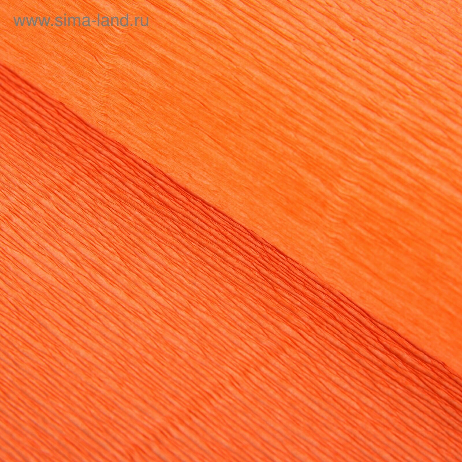 Бумага для декора и флористики, гофрированная, "Неоновая", оранжевая, двусторонняя, однотонная, рулон 1шт, 0,5 х 2,5 м