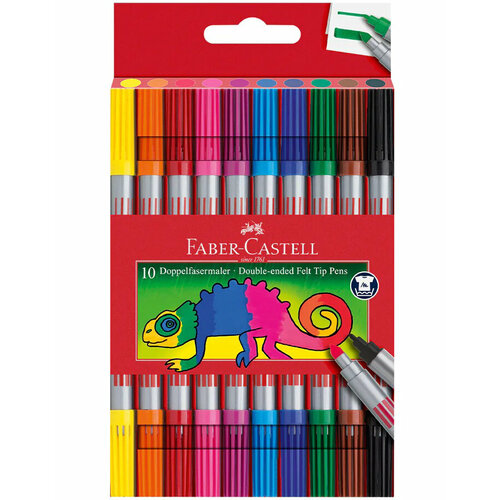 фото Фломастеры двусторонние faber-castell, смываемые, 10 цветов