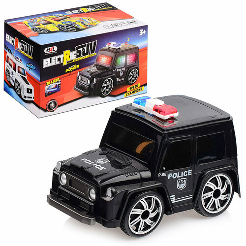Машина 12025-6 Полиция на батарейках, черная/белая, в ассортименте, в коробке машина полиция черная белая в ассортименте под колпаком