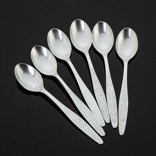 Набор из 6 чайных ложек с геометрическим орнаментом, мНЦ (медь-никель-цинк)