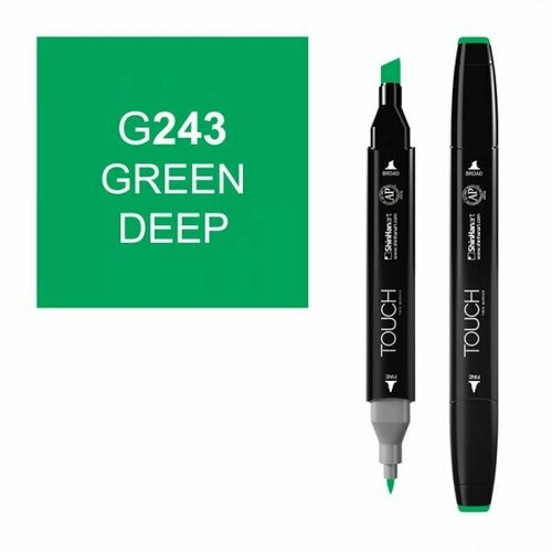 Маркер TOUCH Twin G243 Зеленый Насыщенный (Green Deep) двухсторонний на спиртовой основе