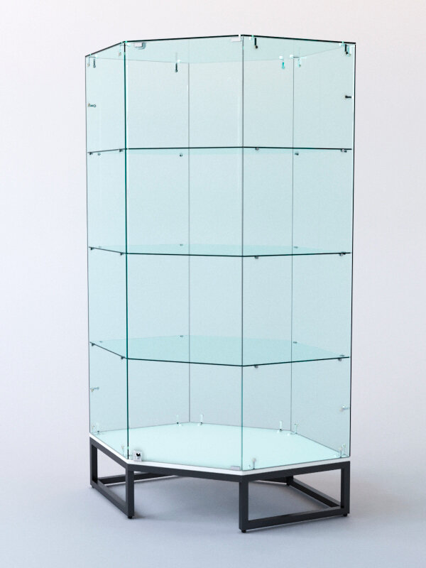 Витрина стеклянная "лофт стиль ХИТ продаж" №13 (с дверкой, задняя стенка - стекло), Белый 106 x 45 x 160 см
