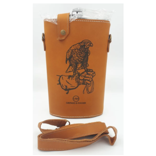 Фляга из нержавеющей стали в чехле из качественной искусственной кожи, 1,75 мл