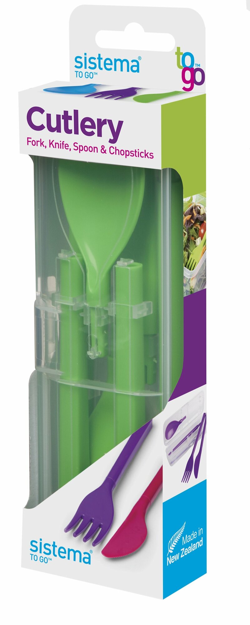фото Набор столовых приборов в футляре Sistema "To-go" 4пр, зеленый, 1917