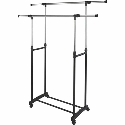 HAPPY PANDA Вешалка напольная HP-CR01 раздвижная, 2 перекладины, 80/145x43x90/155см, на колесах РТ-00069417