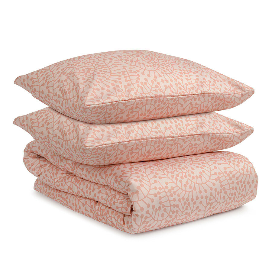 Комплект постельного белья TKANO 200х220 см розового цвета с принтом Спелая смородина из коллекции Scandinavian Touch