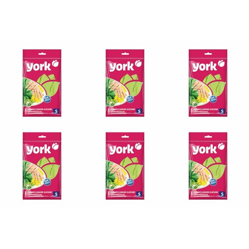 York Перчатки резиновые Алоэ размер S 6 шт 1186₽