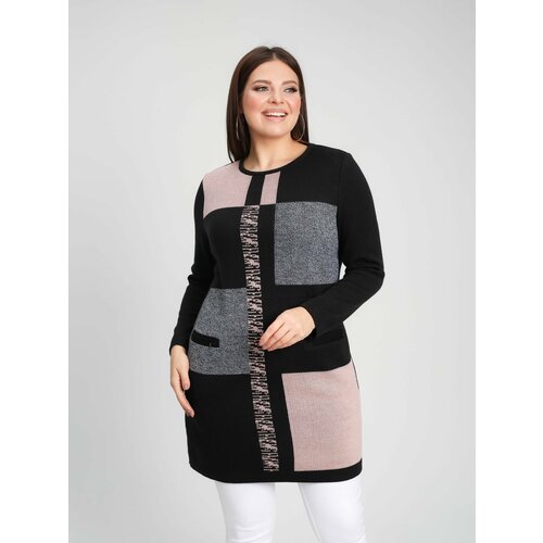 фото Свитер bonadi, размер 46, черный, розовый