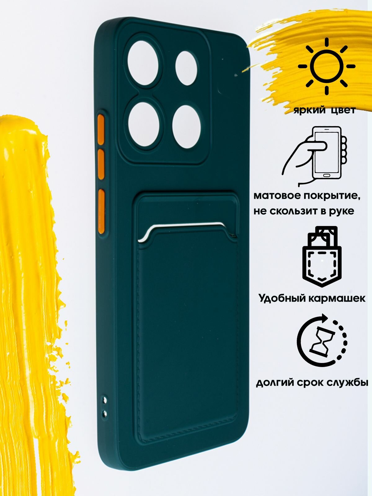 Чехол для карты на Infinix Smart 7 Plus / чехол на инфиникс смарт 7+ зеленый — фото 1