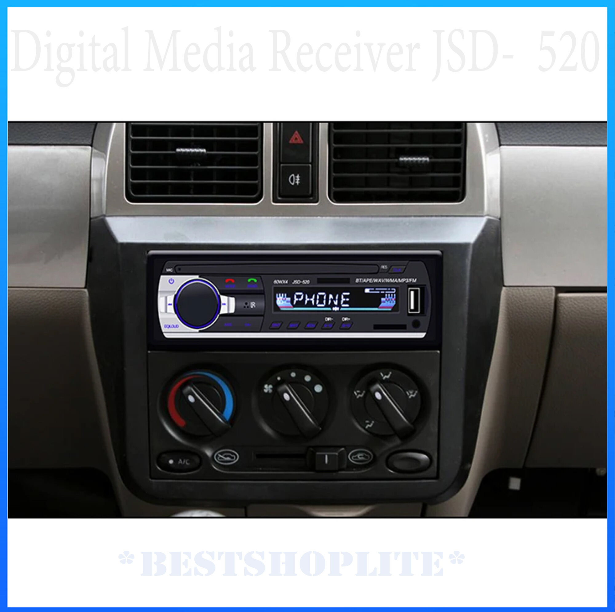 Автомагнитола 1 din bluetooth, мощность 60Wх4, USB, microsd магнитола 4