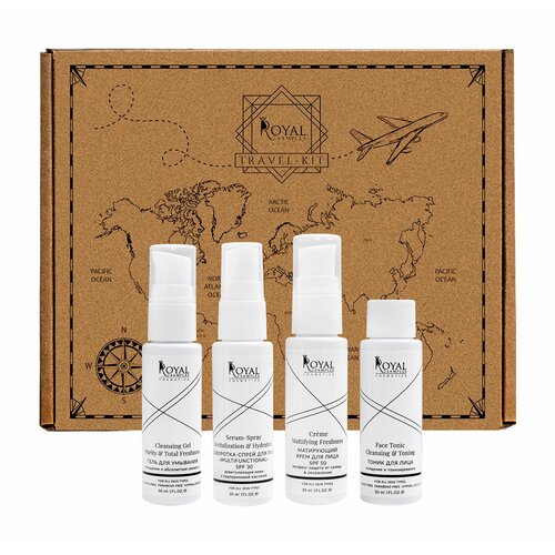 ROYAL SAMPLES Набор (Сыворотка для лица SPF30 + Крем для лица SPF50 + Тоник для лица + Гель для умывания)