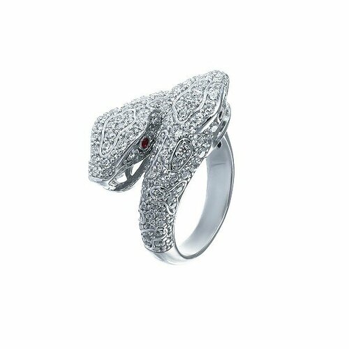Кольцо JV, серебро, 925 проба, фианит, размер 17.5 кольца джей ви серебряное кольцо с кубическим цирконием халцедоном