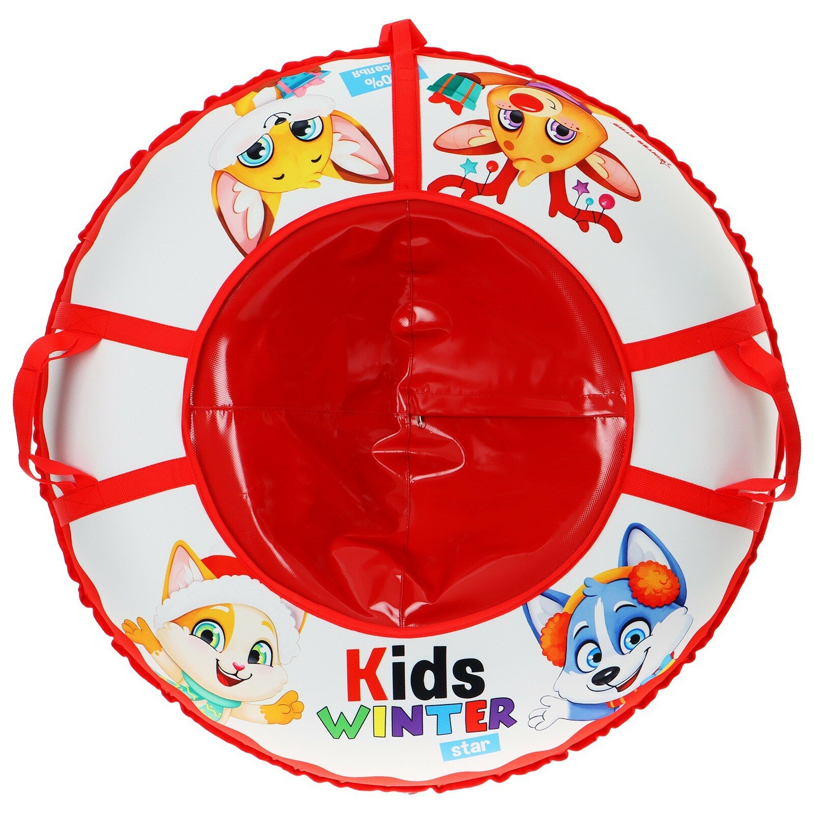 Тюбинг-ватрушка Winter Star Kids, диаметр чехла 93 см, цвет красный