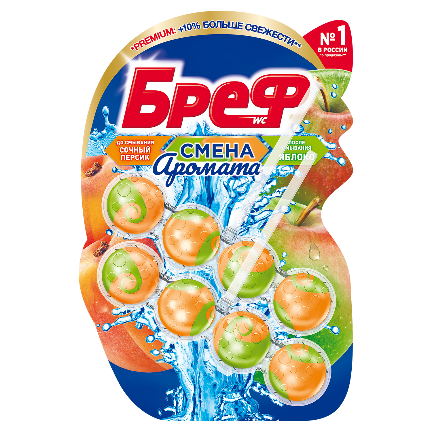 Чистящий блок для туалета Bref Perfume Switch Персик – Яблоко 2x50г - фотография № 2