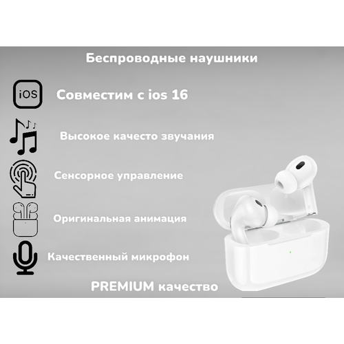 Беспроводные наушники Bluetooth Совместимы ios 16 Air pro вакуумные c активным шумоподавлением Локация местонахождения Белые 199000₽