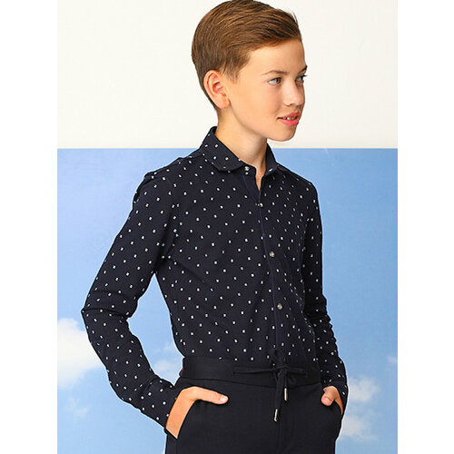 фото Школьная рубашка noble people, размер 122, синий