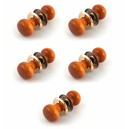 Ручка-кнопка дверная дерево 1Бс1 светлая, золотая планка (5 штук)