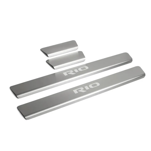 Накладки на пороги штатные для Kia Rio IV седан 2017-/X-Line 2017- , нерж. сталь, с надписью, 4 шт, KIRI.2809.1G