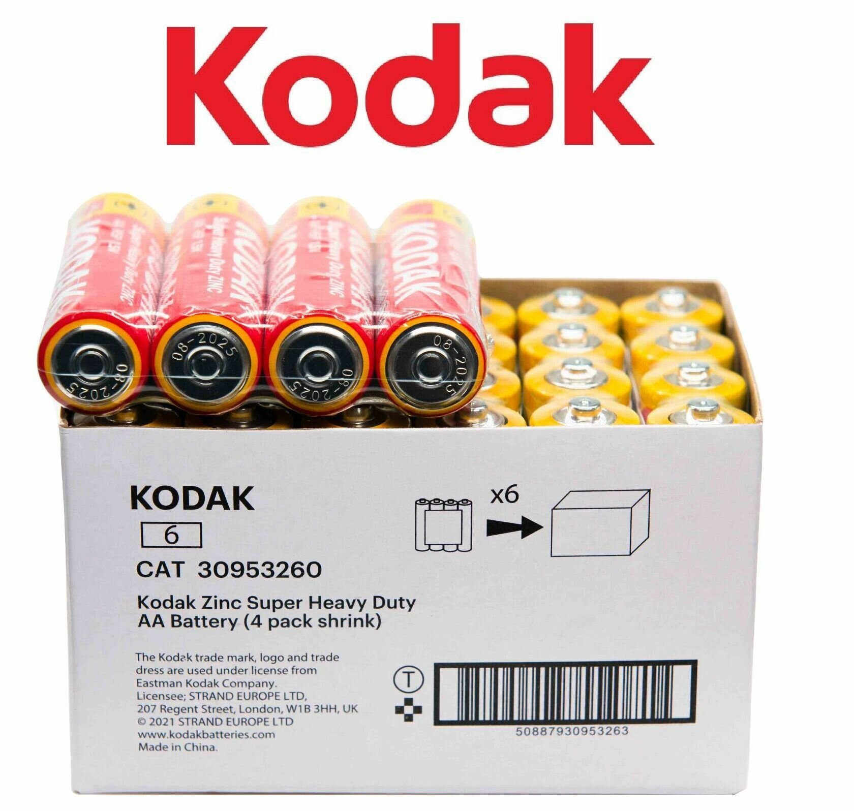 Батарейки пальчиковые Kodak Super Heavy Duty Zinc AA (Элемент питания Кодак R6 AA) 24шт.