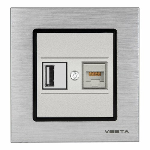 Розетка LAN/USB Vesta-Electric Exclusive Silver Metallic серебро FRZ00050502SRB