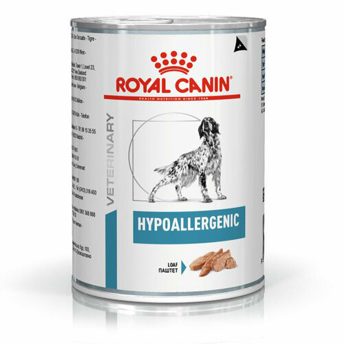 Корм консервированный диетический (консервы) Royal Canin Hypoallergenic для взрослых собак, при пищевой аллергии, непереносимости, 400 г х 12 шт