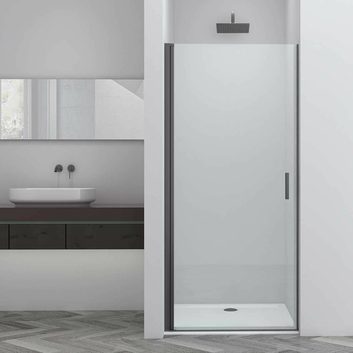 Душевая дверь Vincea Alpha VDP-3AL800CLGM  вороненая сталь стекло прозрачное