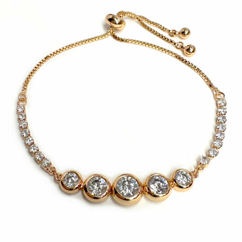 фото Браслет-цепочка xuping jewelry женский браслет на руку "алмазная капля" в позолоте, циркон, 1 шт., золотой