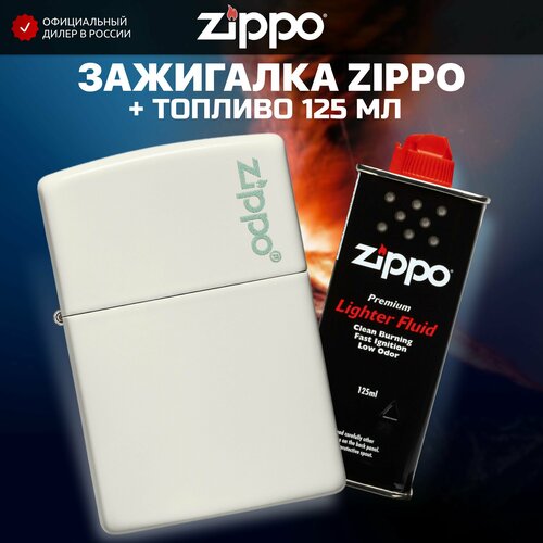 Зажигалка бензиновая ZIPPO 49193ZL Classic Glow In The Dark Logo + Бензин для зажигалки топливо 125 мл зажигалка zippo classic glow in the dark 49193